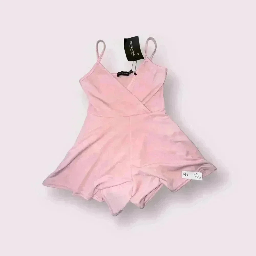 Pretty Little Thing Pink Romper NWT Shorts Small 6 Womens
